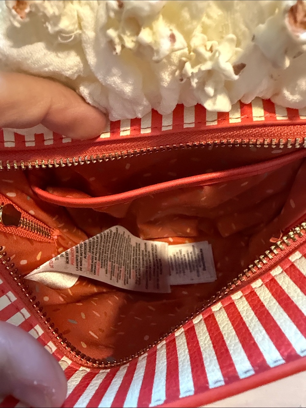 Disney Red Snack Print Crossbody with Striped Strap and Character Pin - Picture 8 of 9